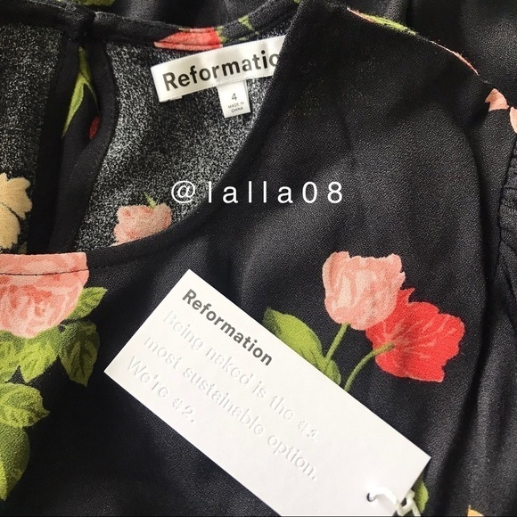 Reformation Reza Dress In Night Bloom Long Sleeve Dress Size 4 new with … - Picture 15 of 17